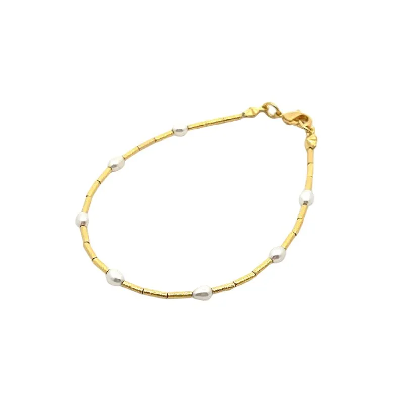 [BR010G] Rosario Pearls Bracelet (Gold Plated)