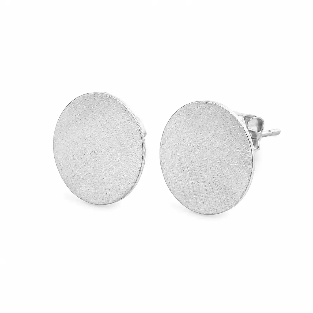 [MF002R] Round Mini Earrings Rhodium Plated