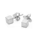 Qube Mini Earrings Rhodium Plated