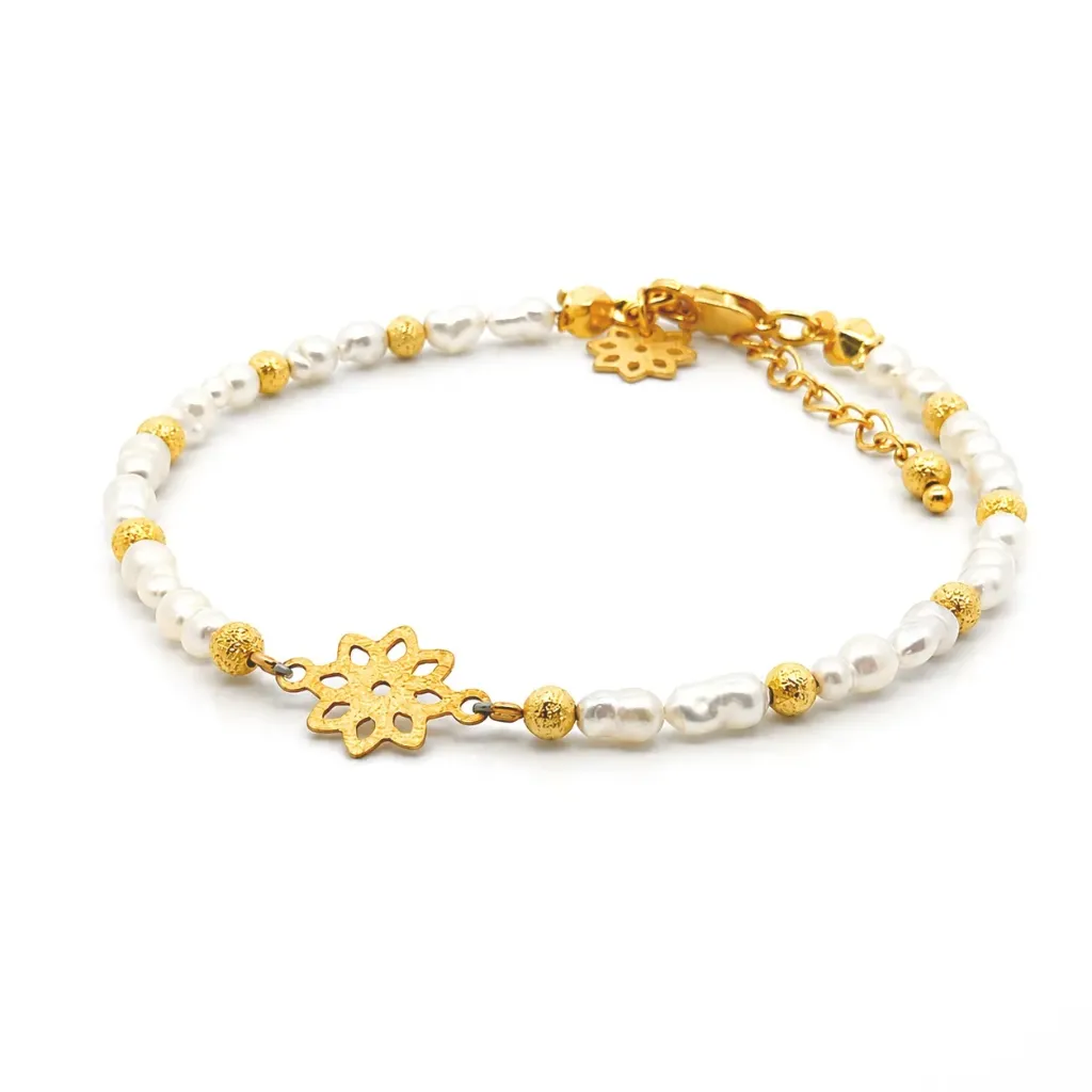 [CH018GP] Cloe Pearls Bracelet (Placcato Oro)